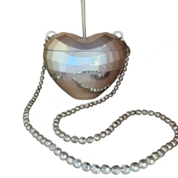 Disco Heart Crossbody Bag Hidden Drink with Straw by Sheffield Home Club-NWT - Picture 1 of 7